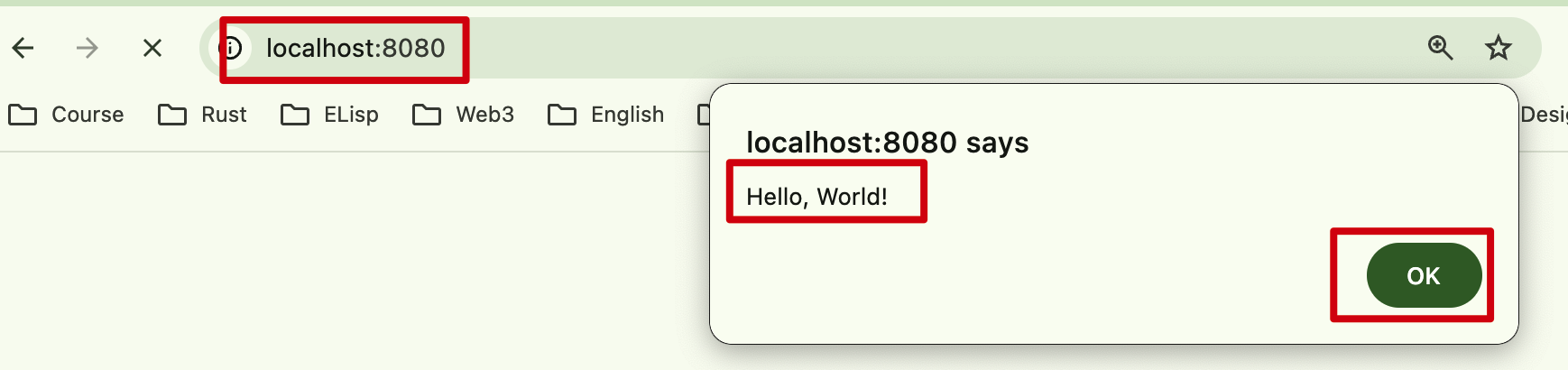 浏览器中显示Hello, World!